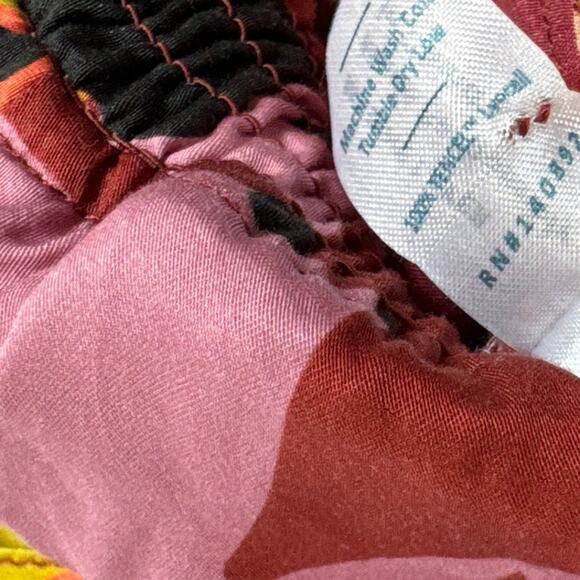 Marine Layer Top Floral Ruffle Smocked Hem Blouse Size Large - Picture 10 of 11